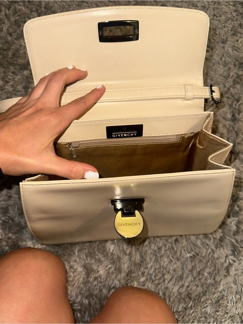 Givenchy Cream Leather Structured Top-Handle Satchel